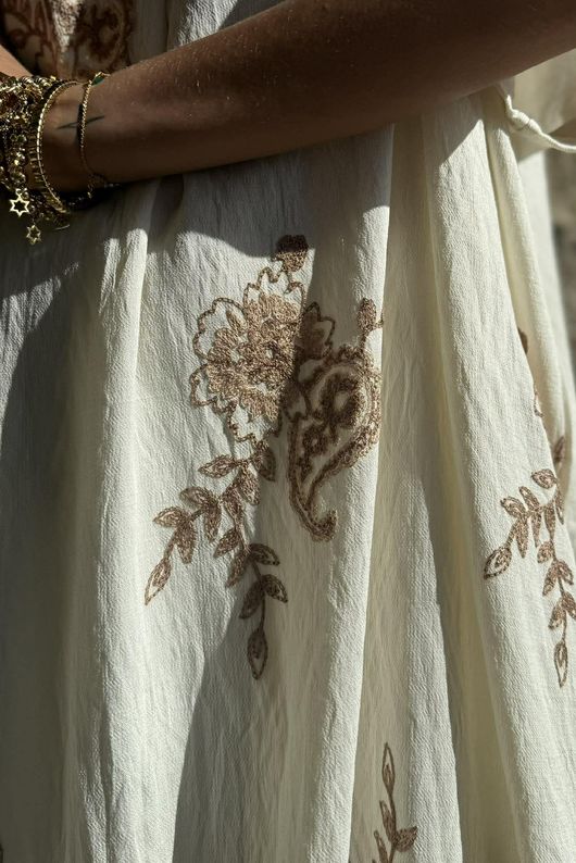 Yara Paisley Embroidered Shirt Dress White